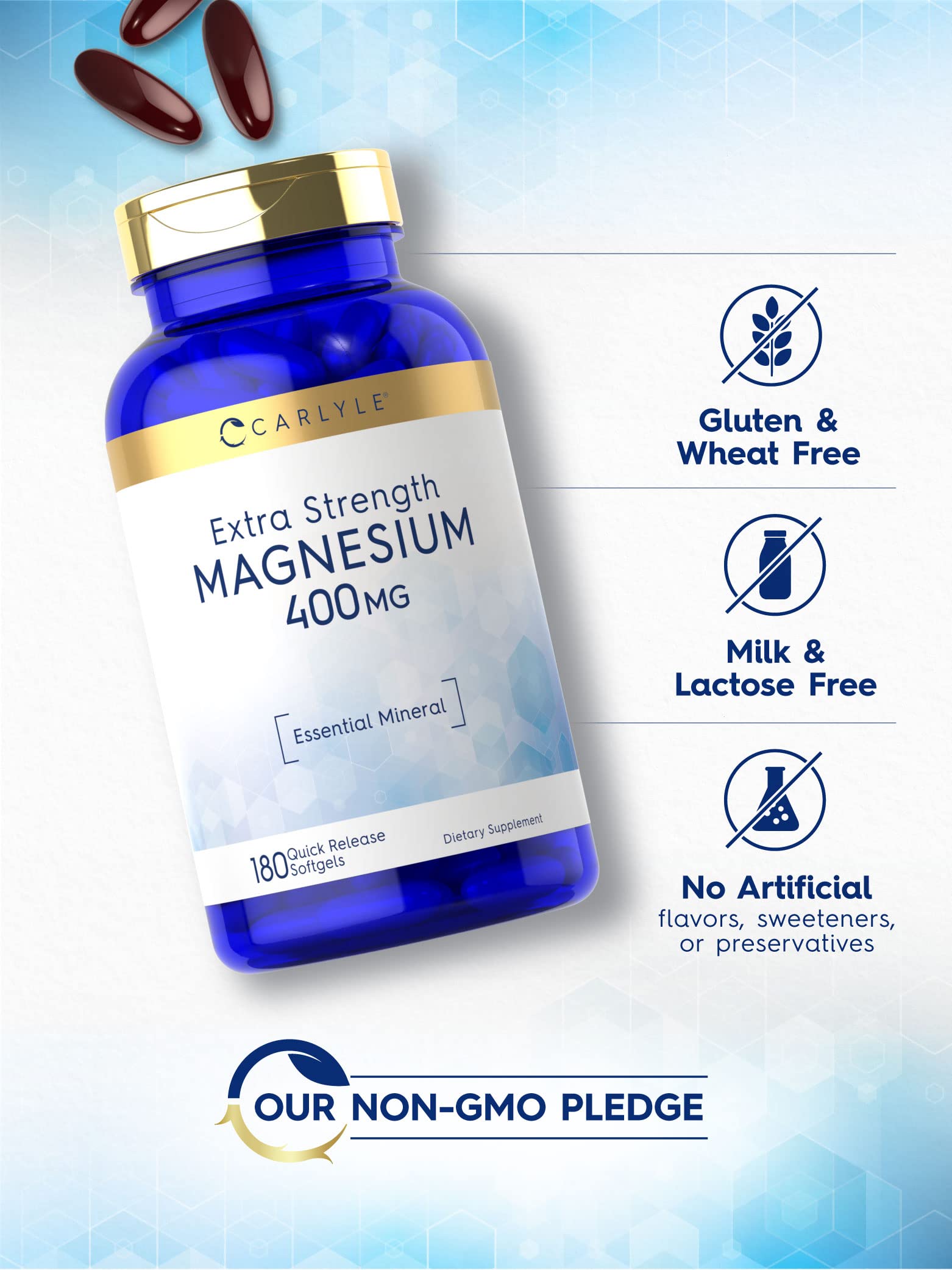 Carlyle Magnesium Oxide softgel size comparison