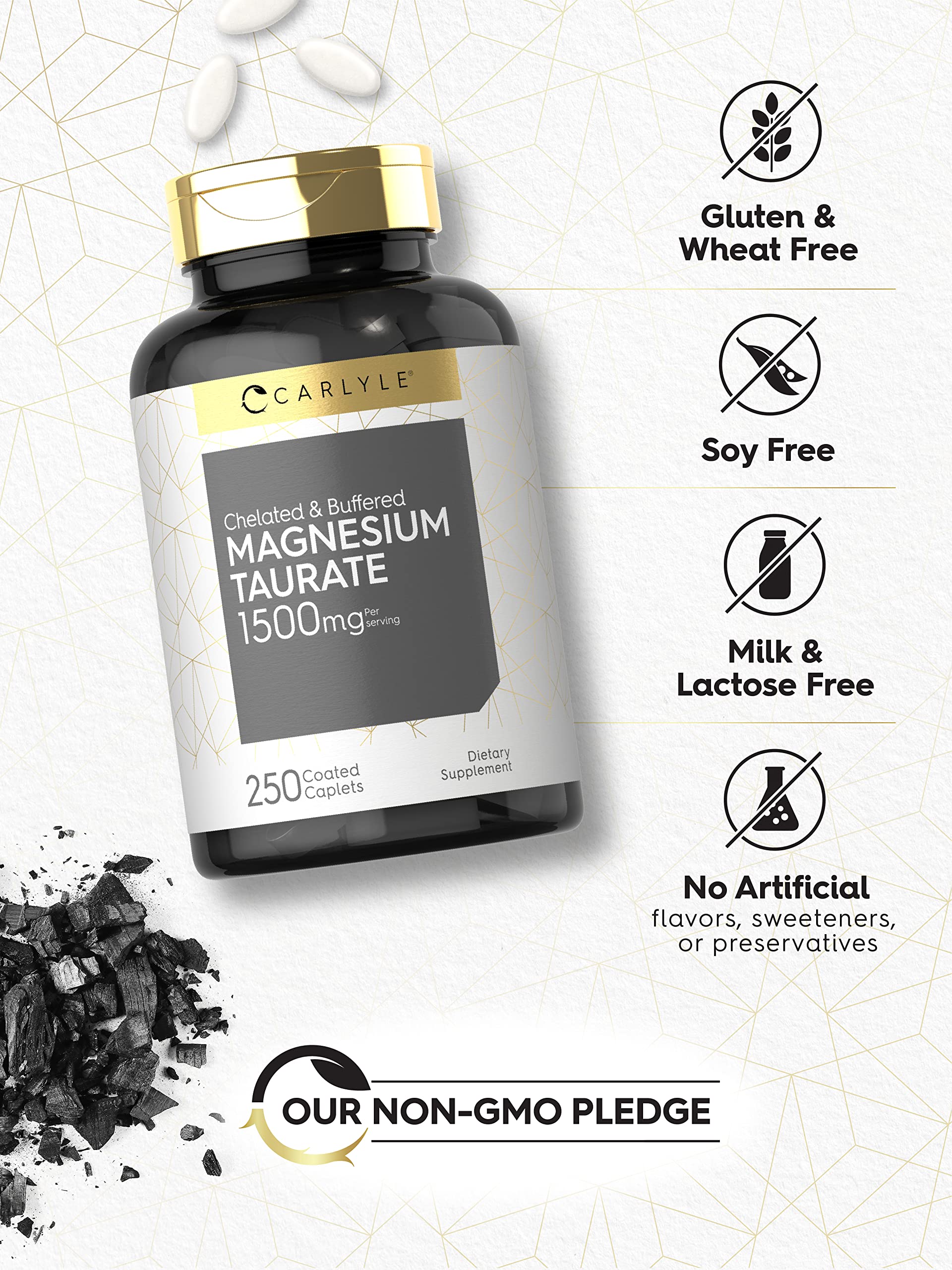 Carlyle Magnesium Taurate 1500mg back view of packaging