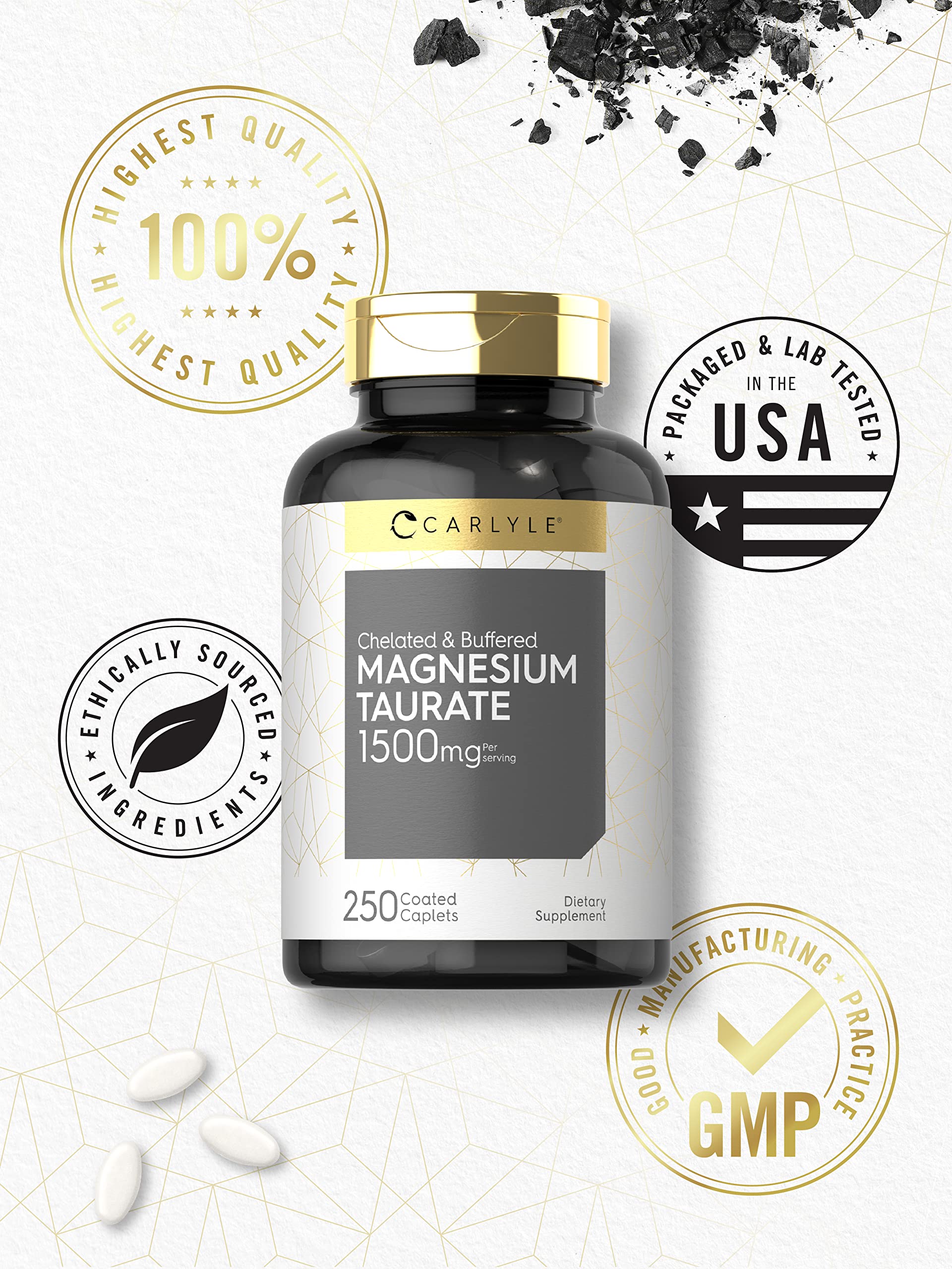 Carlyle Magnesium Taurate 1500mg caplets in hand