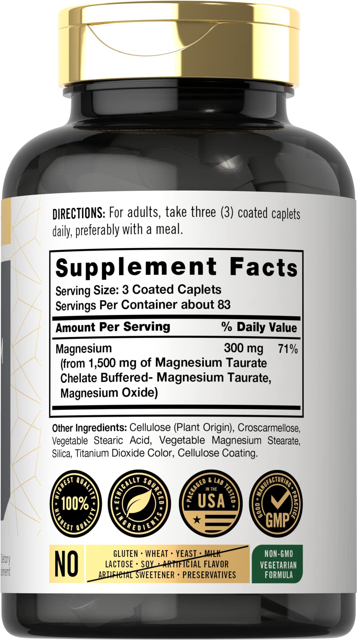 Carlyle Magnesium Taurate 1500mg side view of packaging
