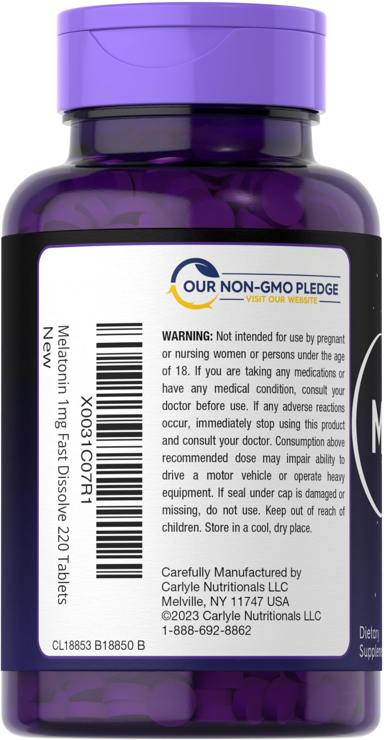 Carlyle Melatonin 1 mg Fast Dissolve Tablets with natural berry flavour