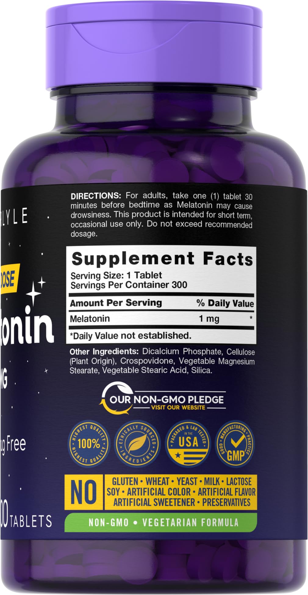 Carlyle Melatonin 1 mg tablet close-up