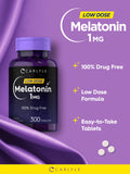 Carlyle Melatonin 1 mg tablets in a hand