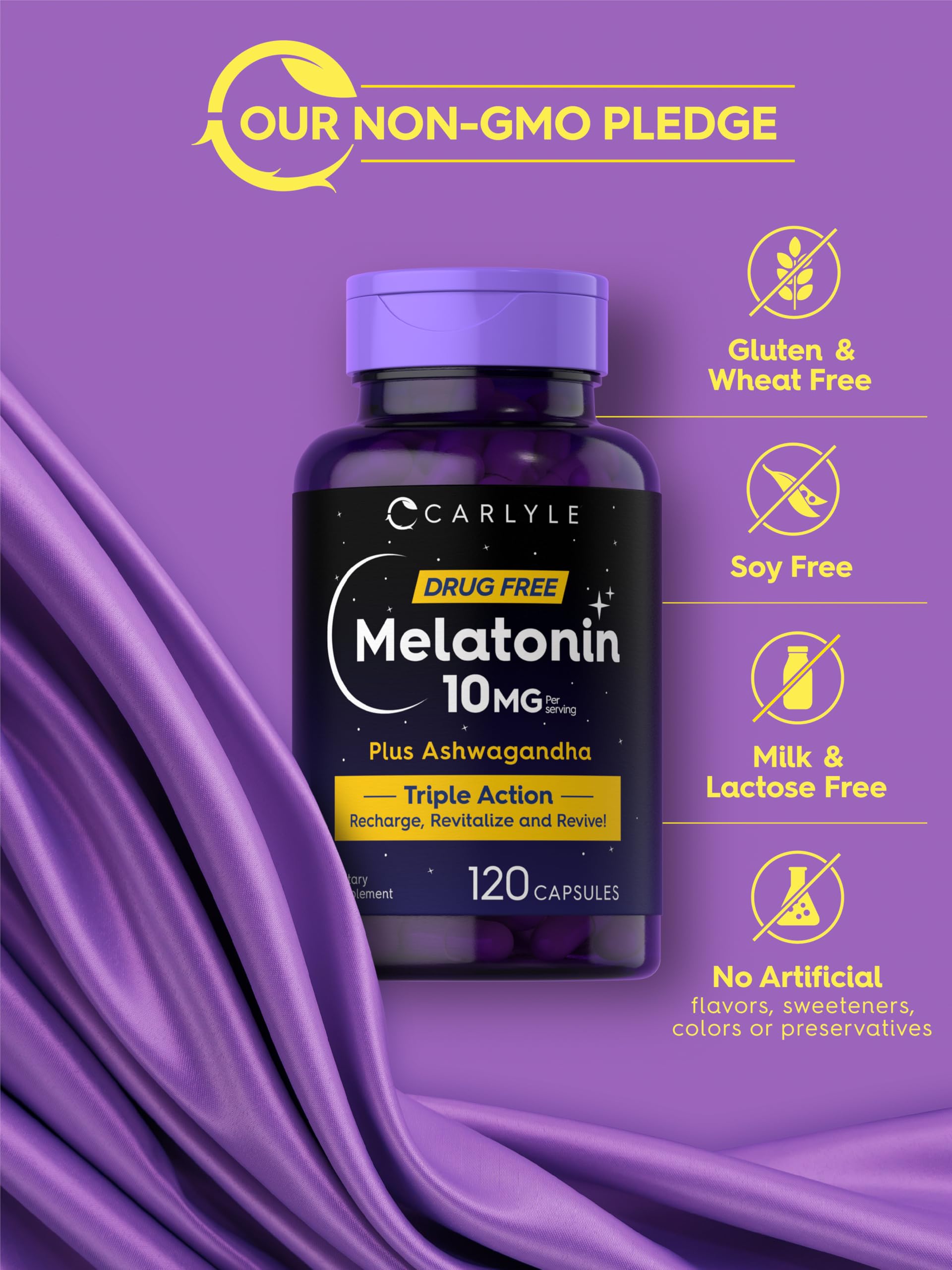 Carlyle Melatonin 10mg 120 Capsules opened bottle