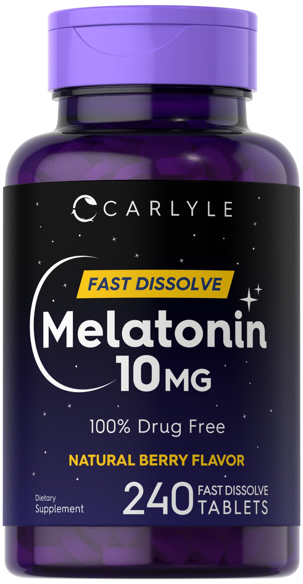 Carlyle Melatonin 10mg Fast Dissolve Tablets 240 Count Berry Flavor front view
