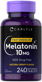 Carlyle Melatonin 10mg Fast Dissolve Tablets 240 Count Berry Flavor front view