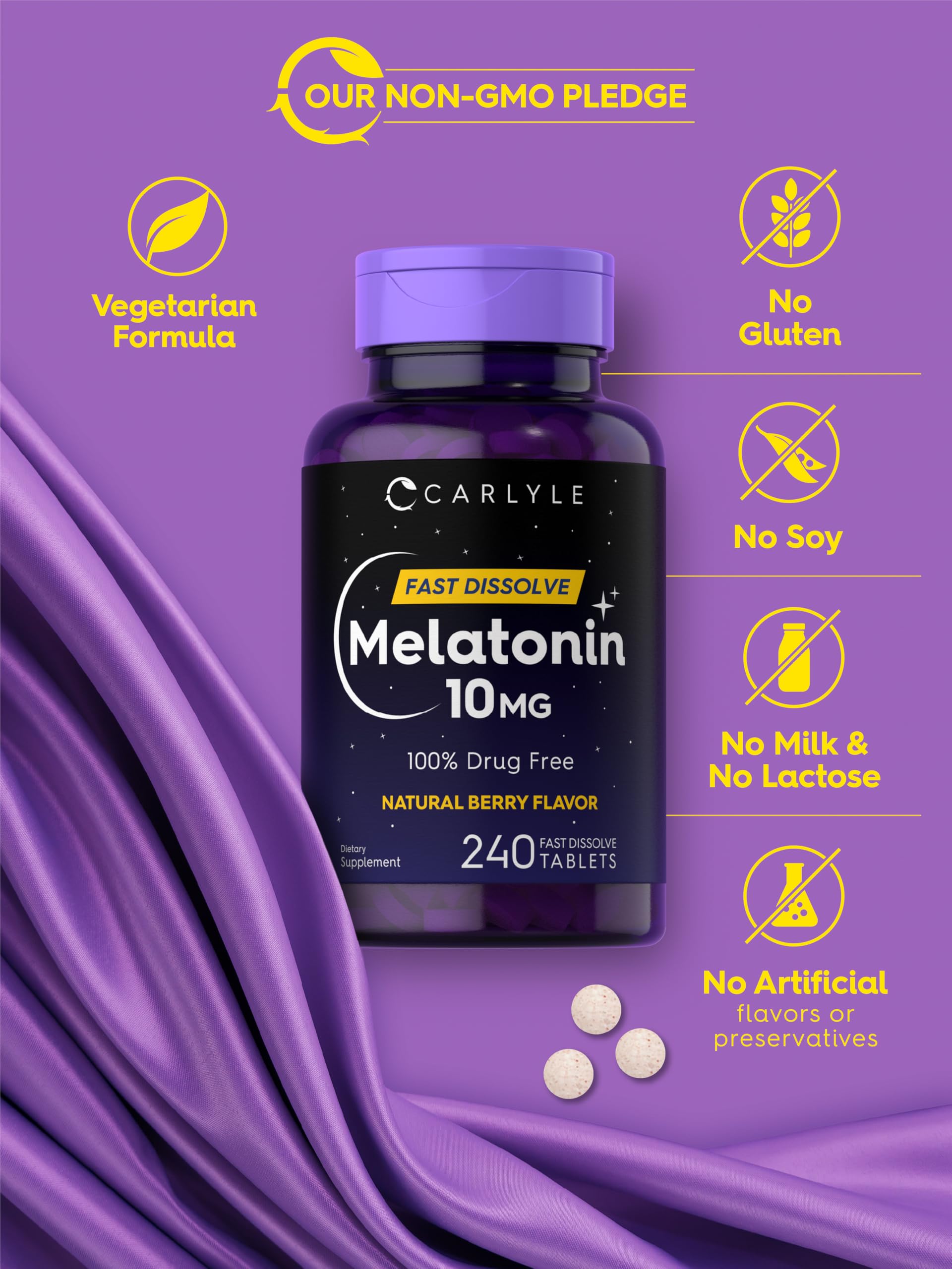 Carlyle Melatonin 10mg Fast Dissolve Tablets ingredients list