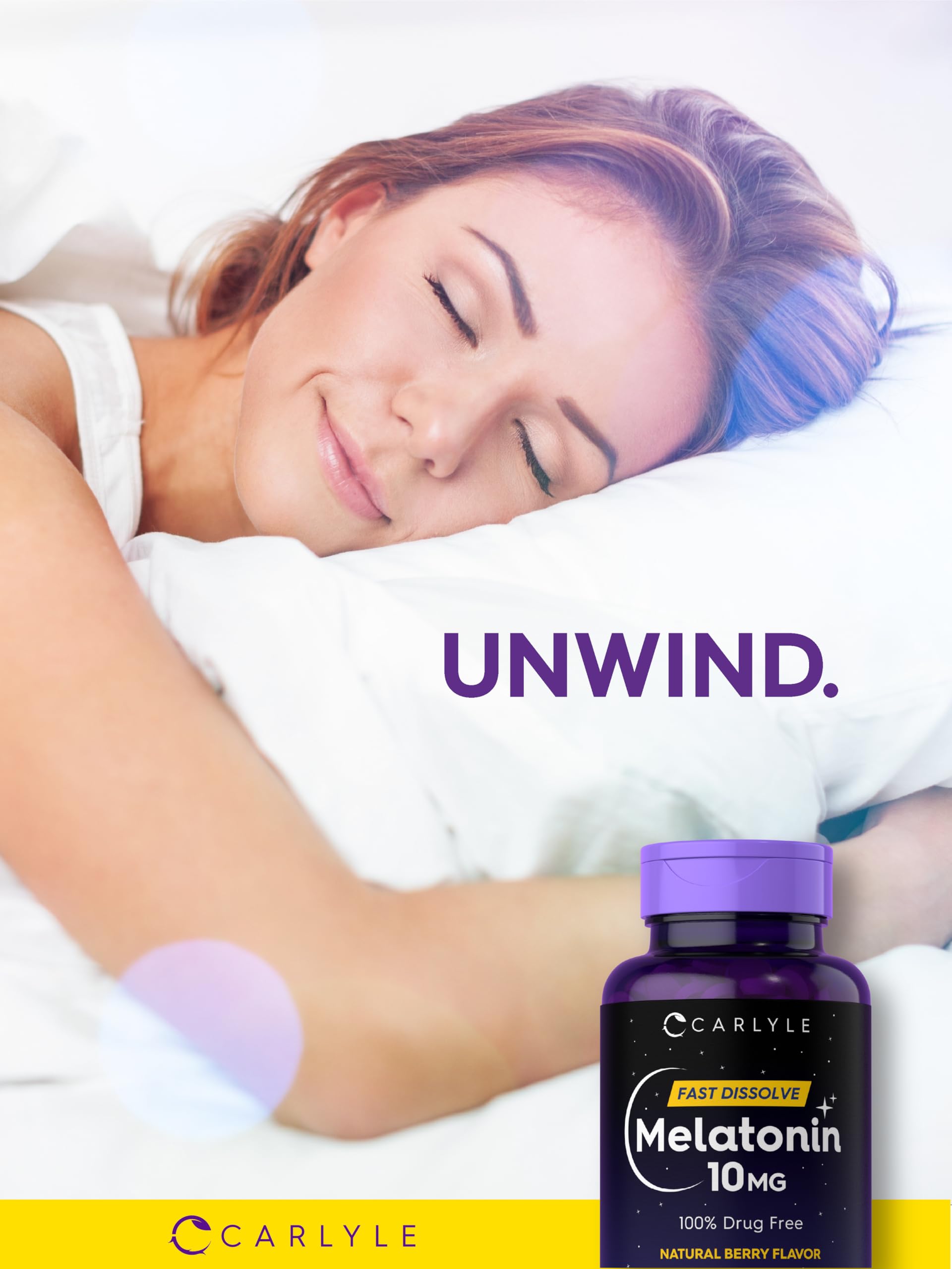Carlyle Melatonin 10mg Fast Dissolve Tablets packaging and dosage