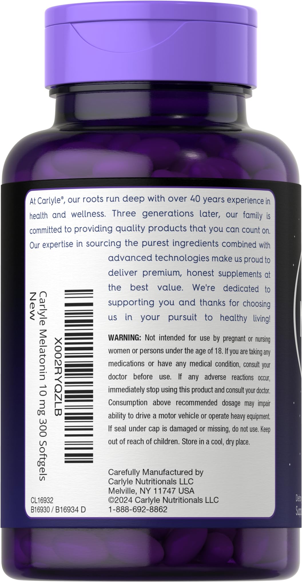Carlyle Melatonin 10mg softgels close-up of softgel