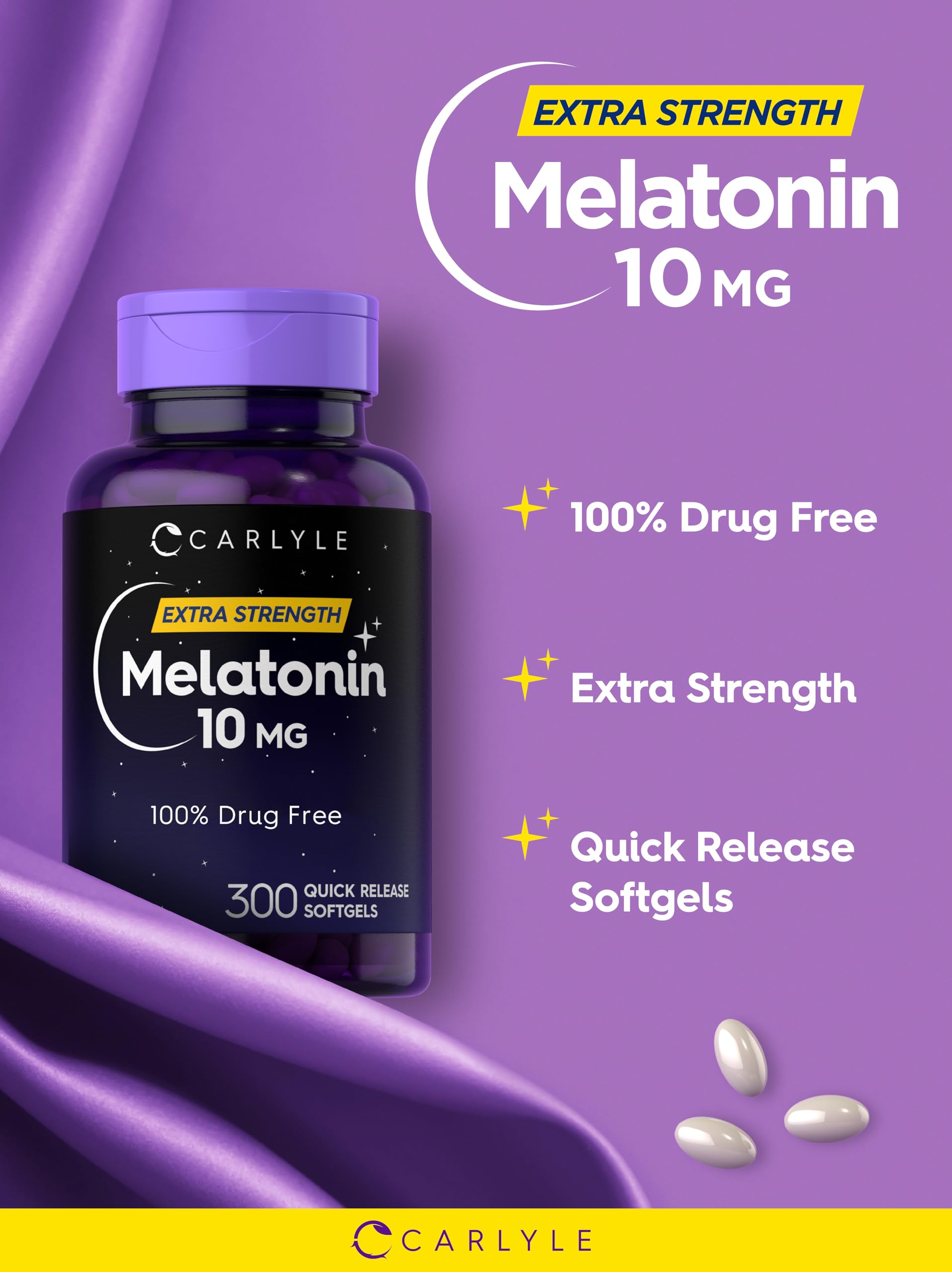 Carlyle Melatonin 10mg softgels showing ingredients list