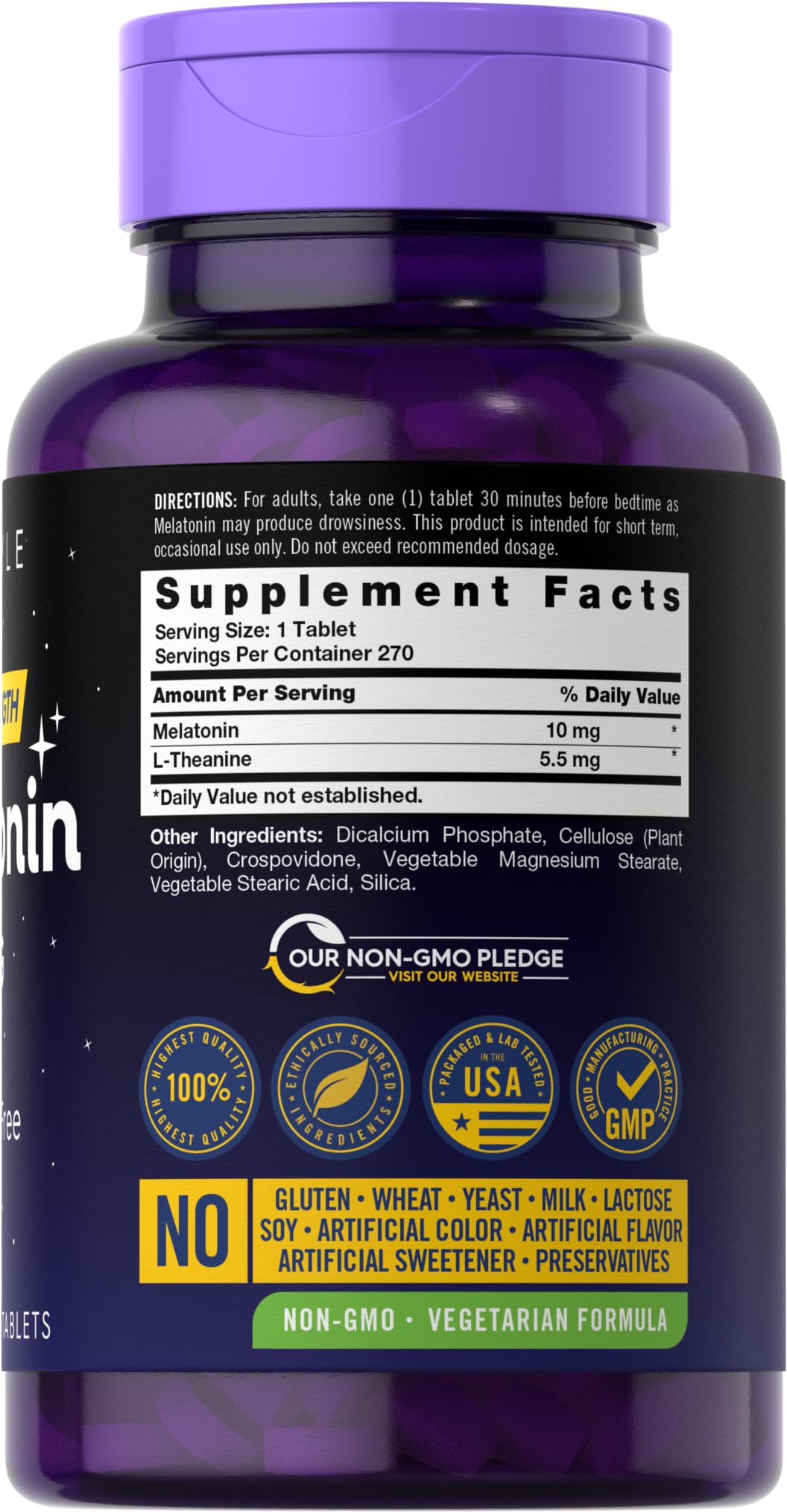 Carlyle Melatonin 10mg tablets side view showing tablet details