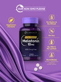 Carlyle Melatonin 10mg tablets with a glass of water