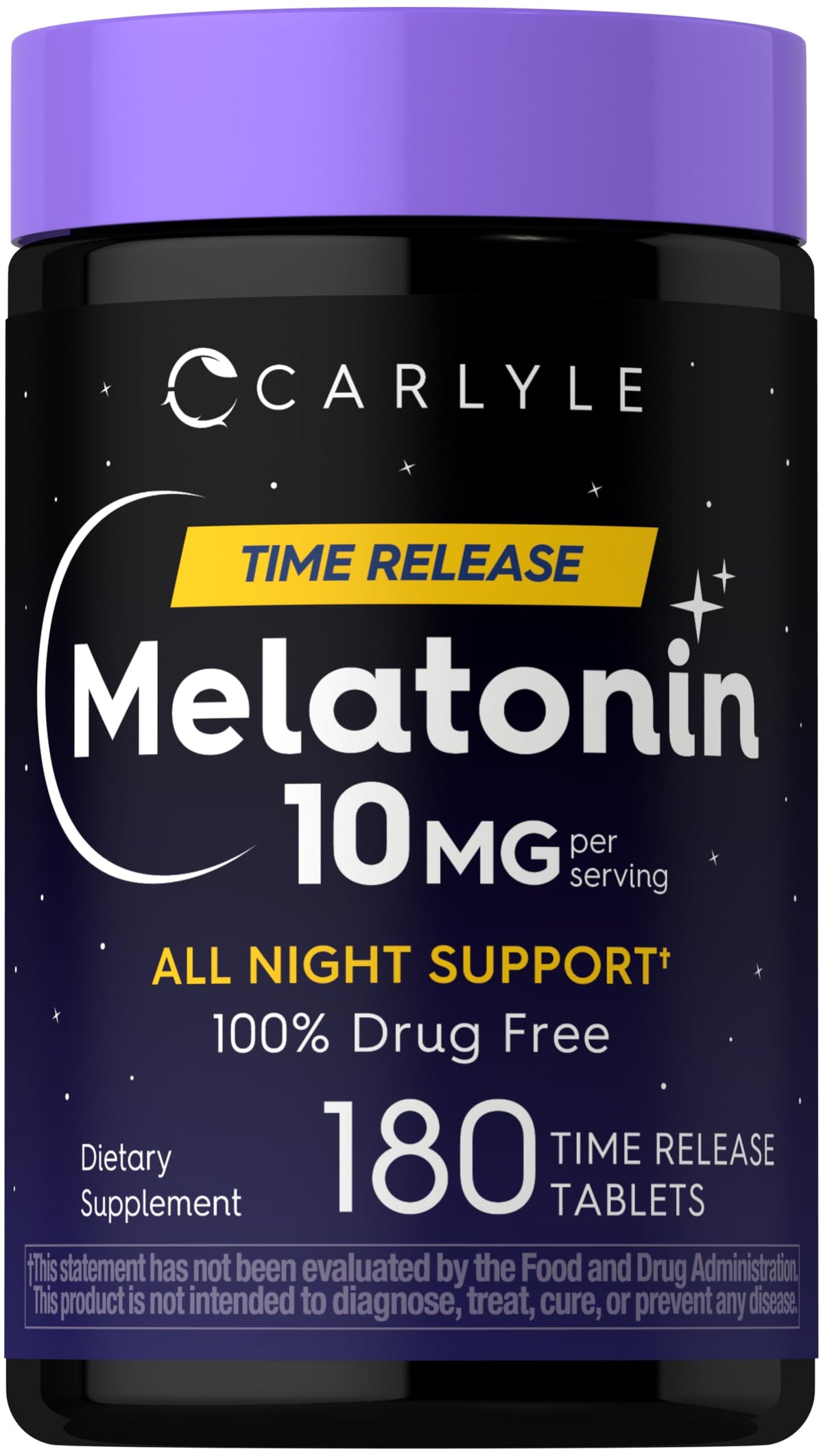Carlyle Melatonin 10mg Time Release Tablets 180 Count front view