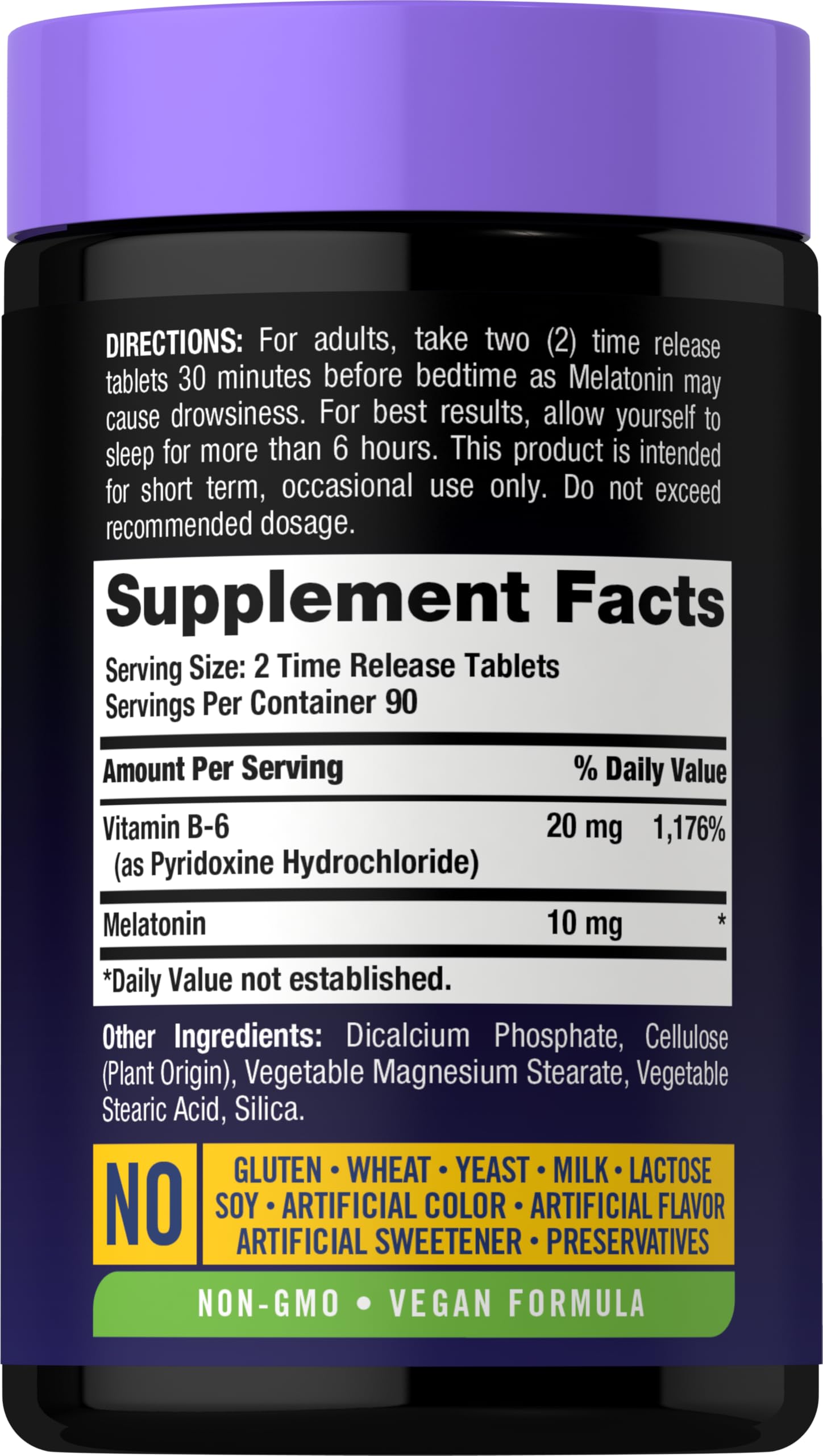 Carlyle Melatonin 10mg Time Release Tablets bottle side view