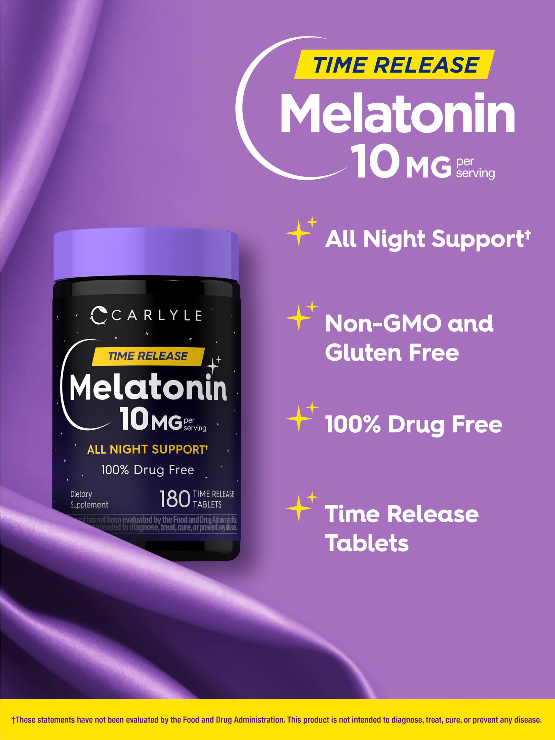 Carlyle Melatonin 10mg Time Release Tablets with Vitamin B-6 ingredients
