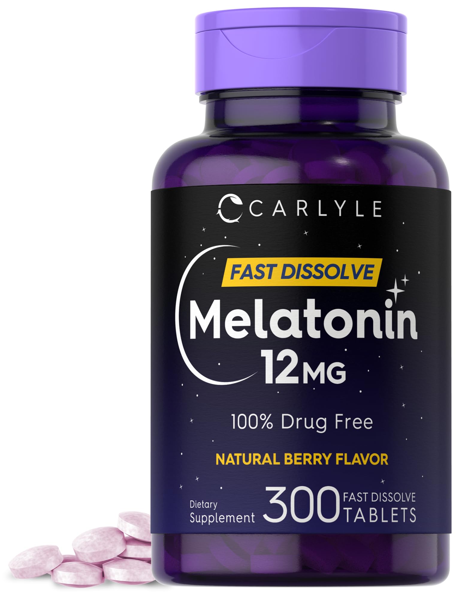 Carlyle Melatonin 12 mg Fast Dissolve Tablets 300 Count front view