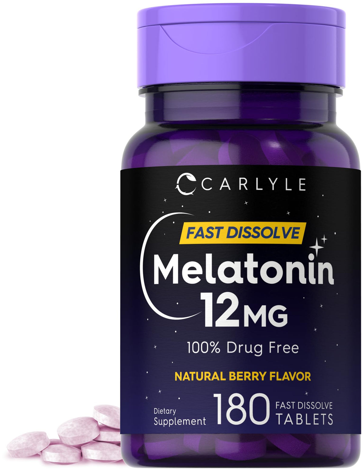Carlyle Melatonin 12 mg fast dissolve tablets front view