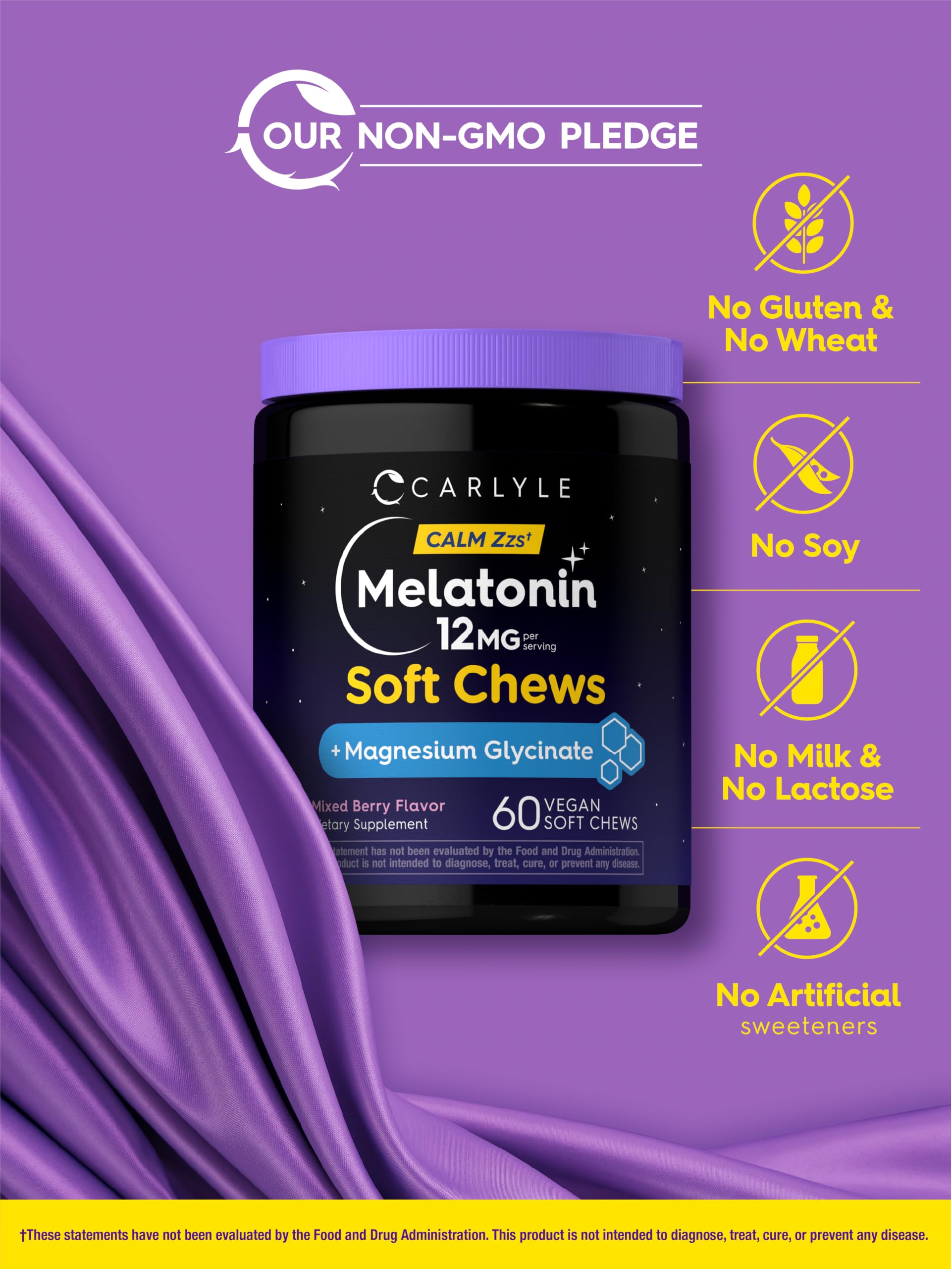 Carlyle Melatonin 12mg Soft Chews open package with chews