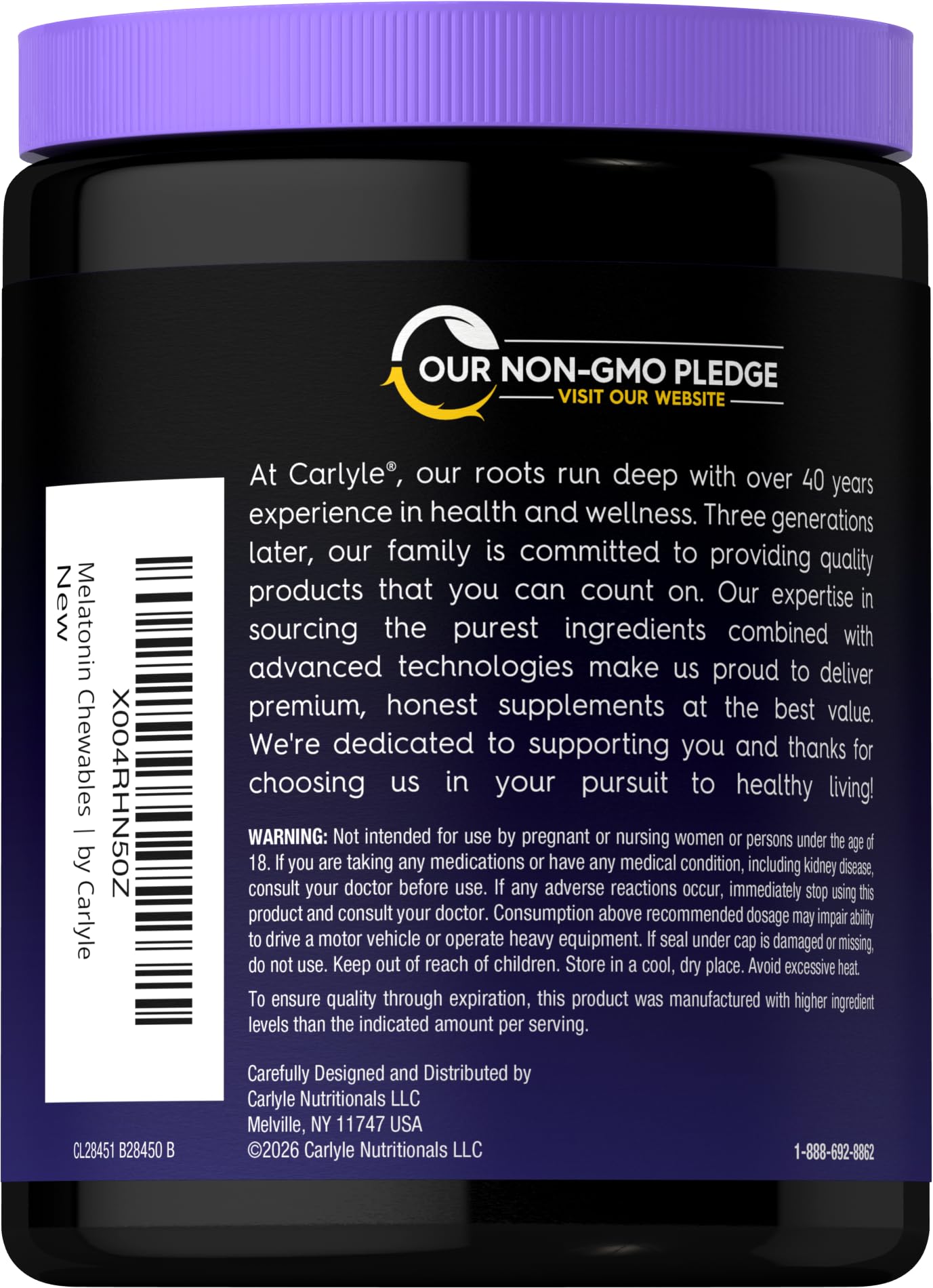 Carlyle Melatonin 12mg Soft Chews with Magnesium Glycinate