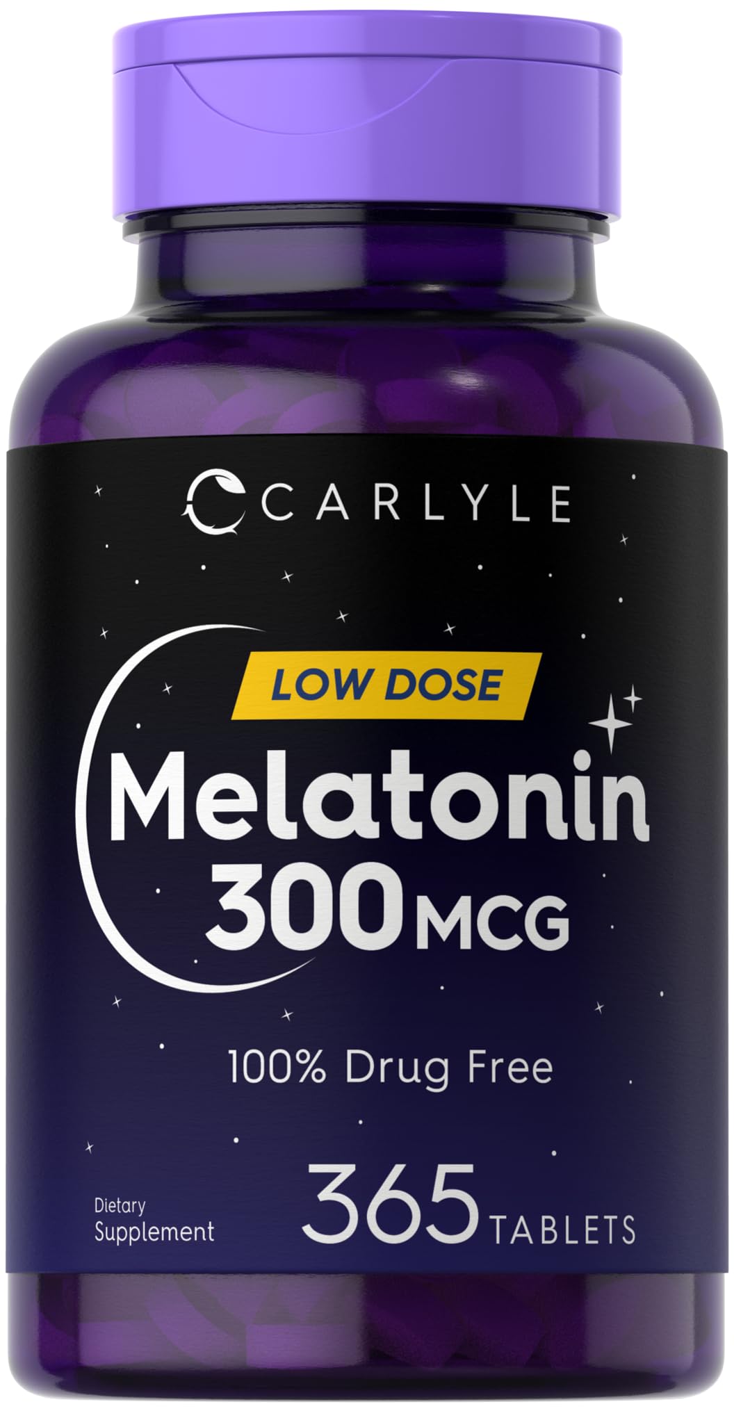 Carlyle Melatonin 300 mcg 365 tablets front view
