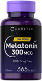 Carlyle Melatonin 300 mcg 365 tablets front view