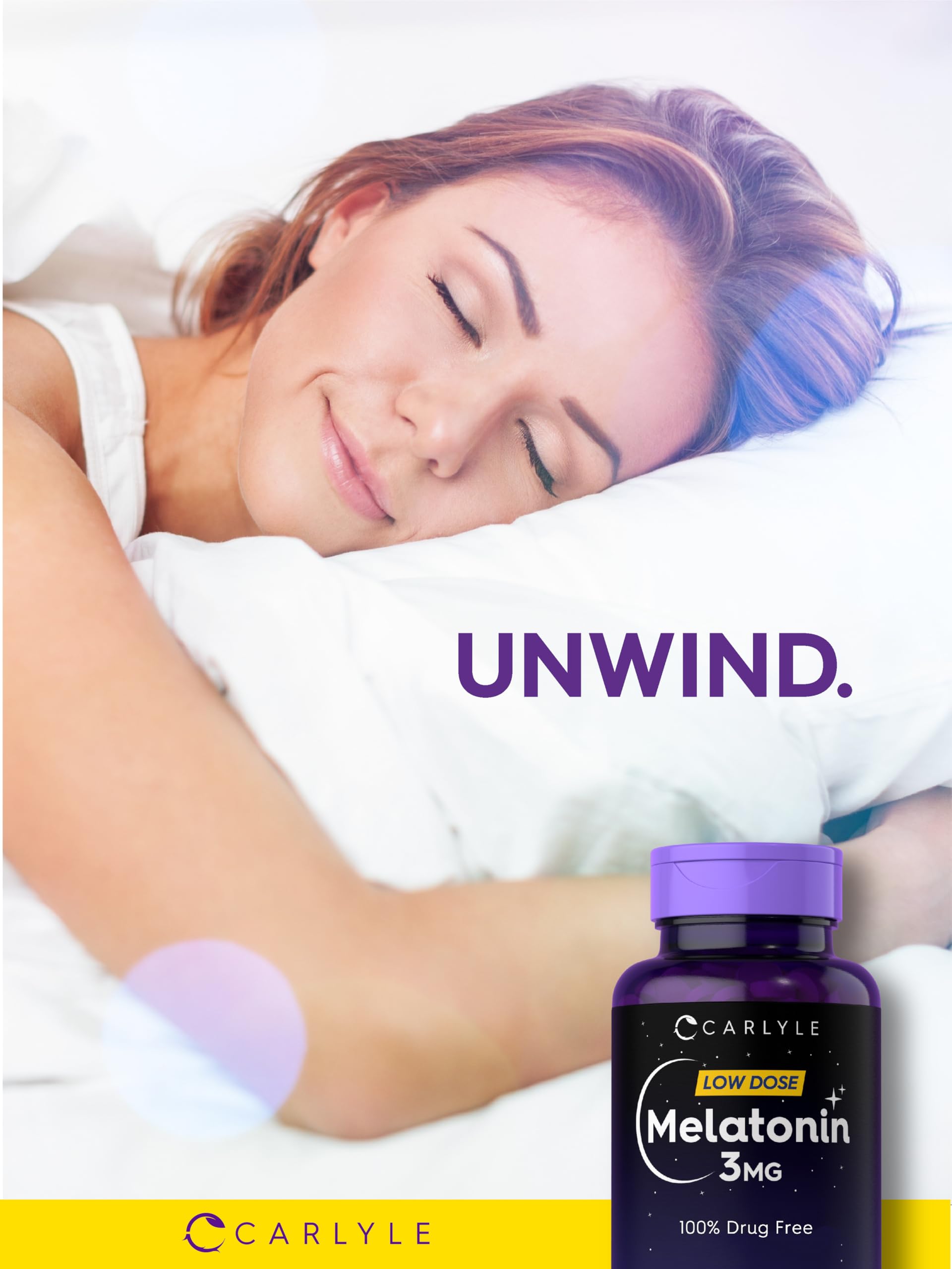 Carlyle Melatonin 3mg Tablets on a wooden surface