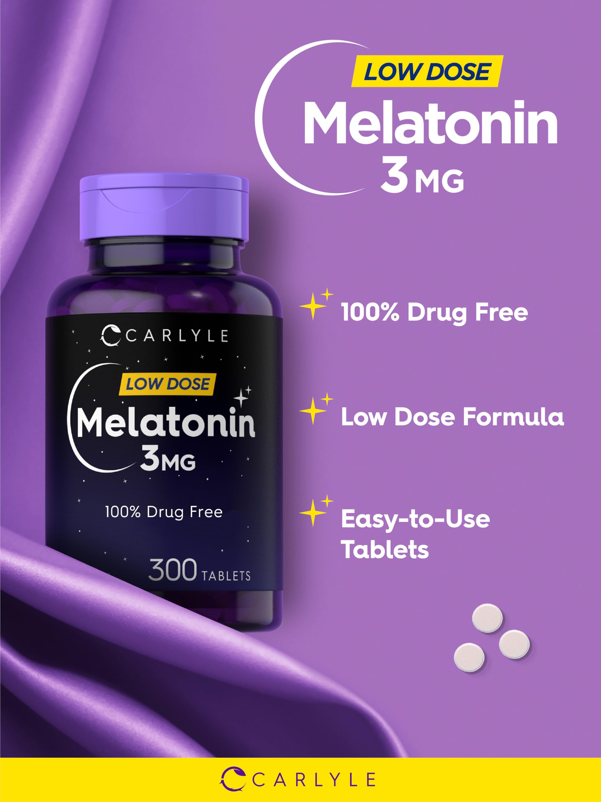 Carlyle Melatonin 3mg Tablets tablet close-up
