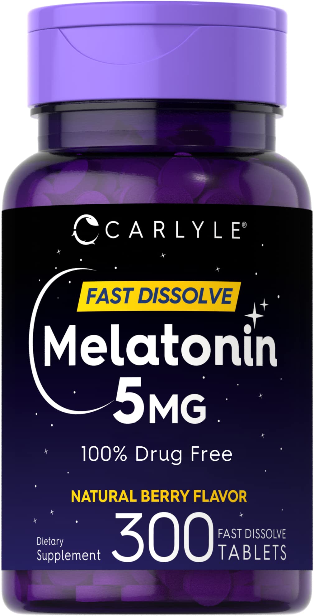 Carlyle Melatonin 5 mg fast dissolve tablets in berry flavour front view