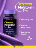 Carlyle Melatonin 5 mg tablets packaging with berry flavour label