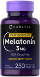 Carlyle Melatonin Fast Dissolve Tablets 3mg front view packaging