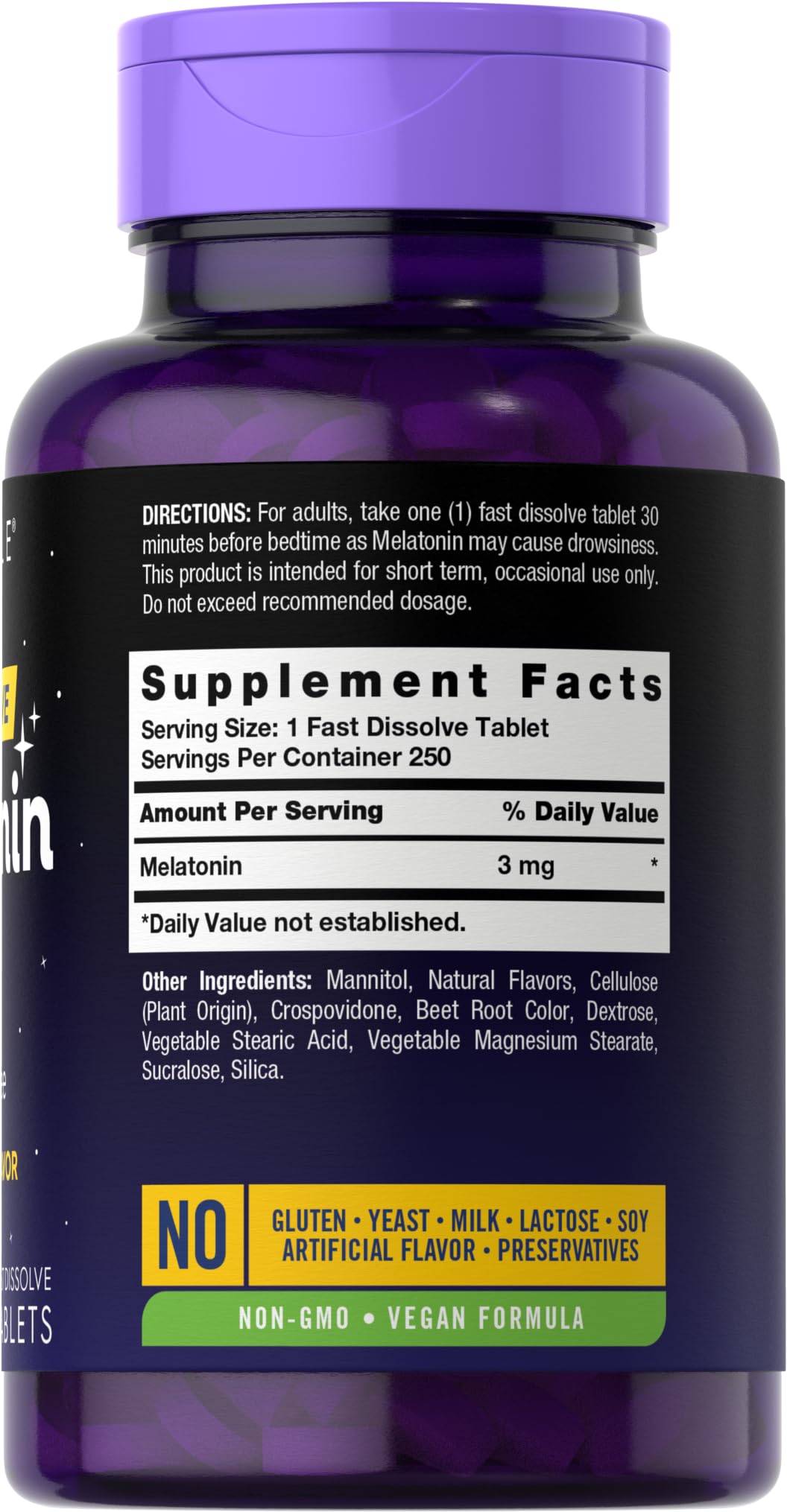 Carlyle Melatonin Fast Dissolve Tablets 3mg side view