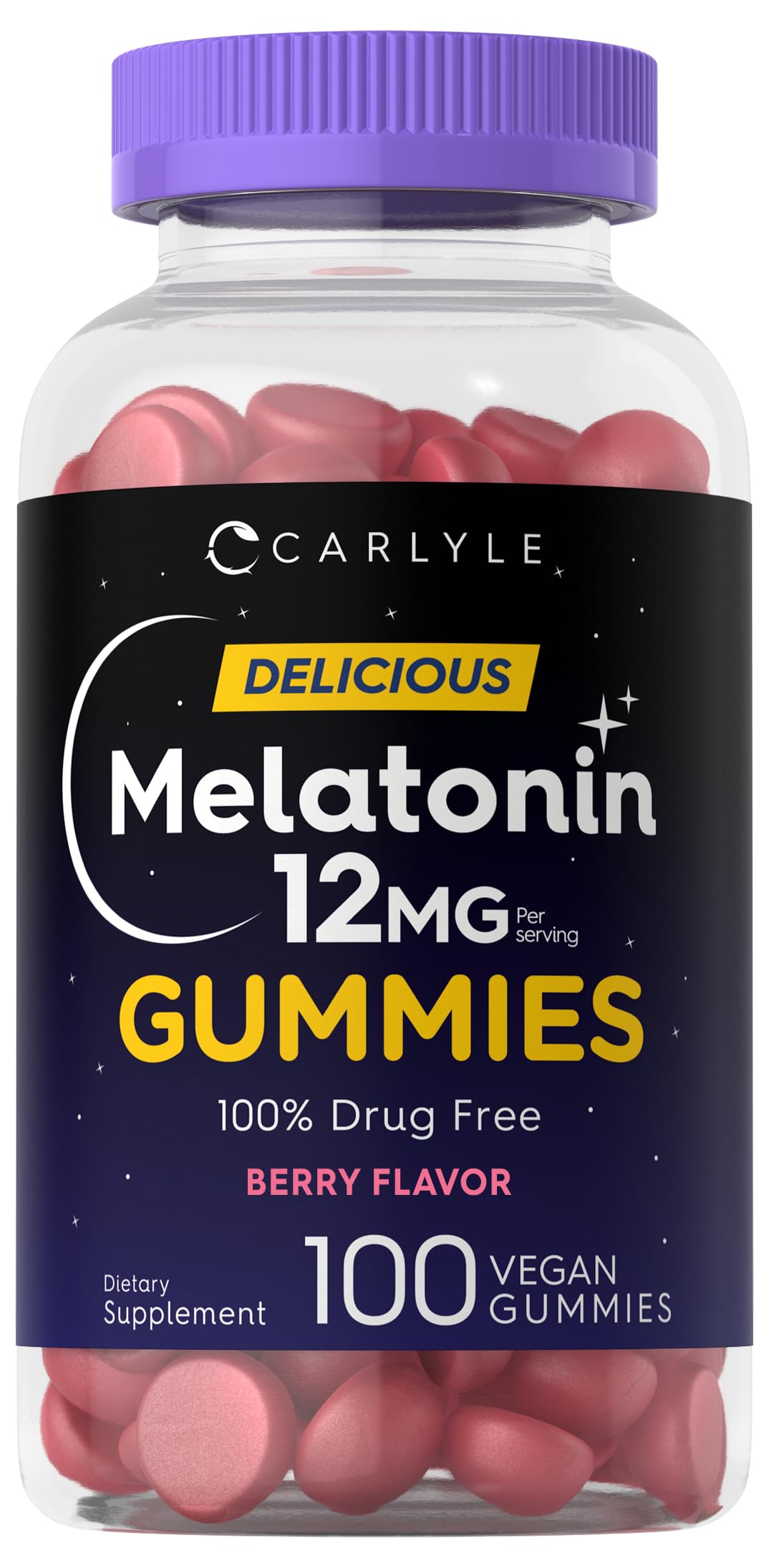 Carlyle Melatonin Gummies 12mg Berry Flavour front view
