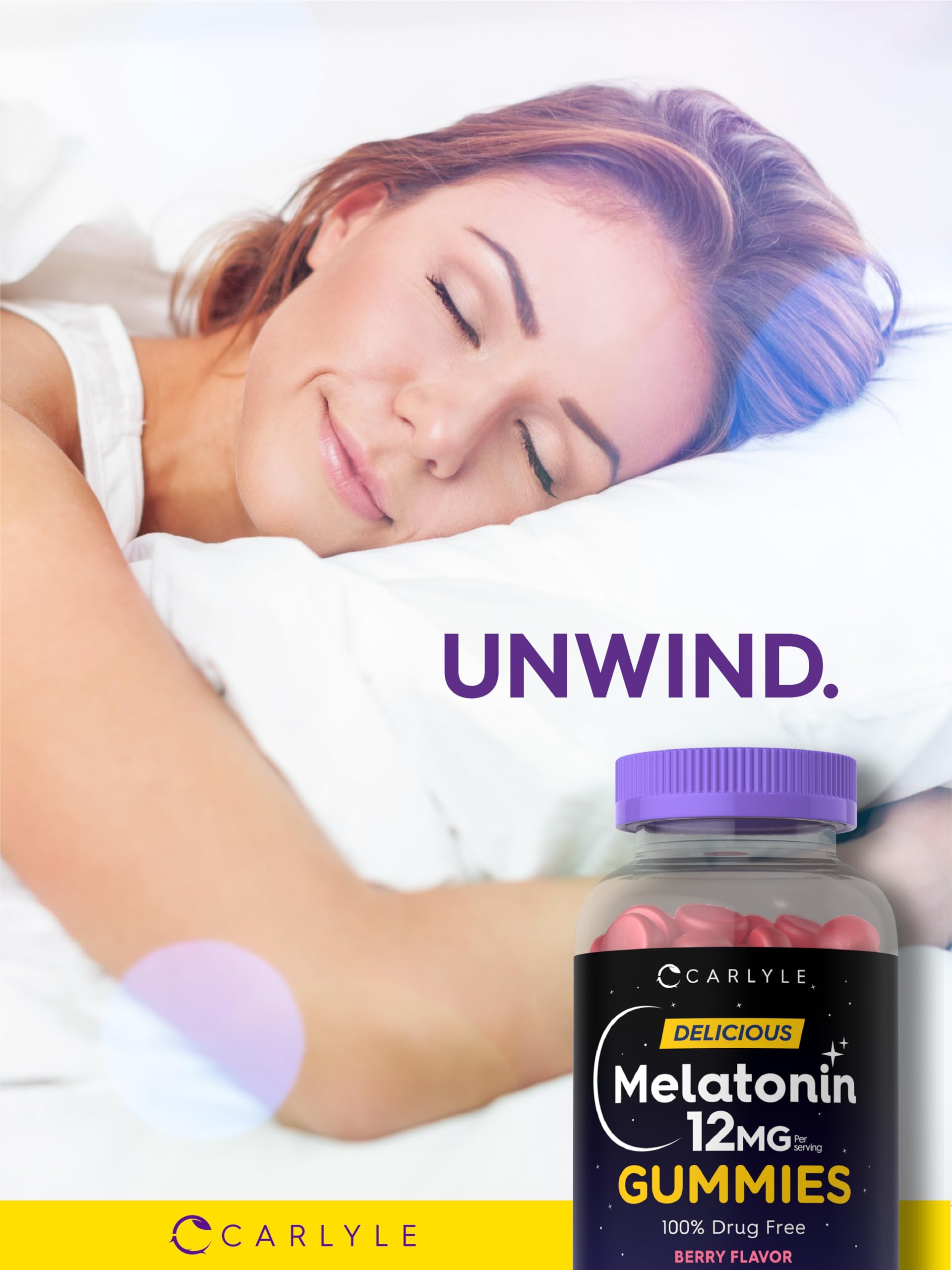 Carlyle Melatonin Gummies 12mg Berry Flavour side view