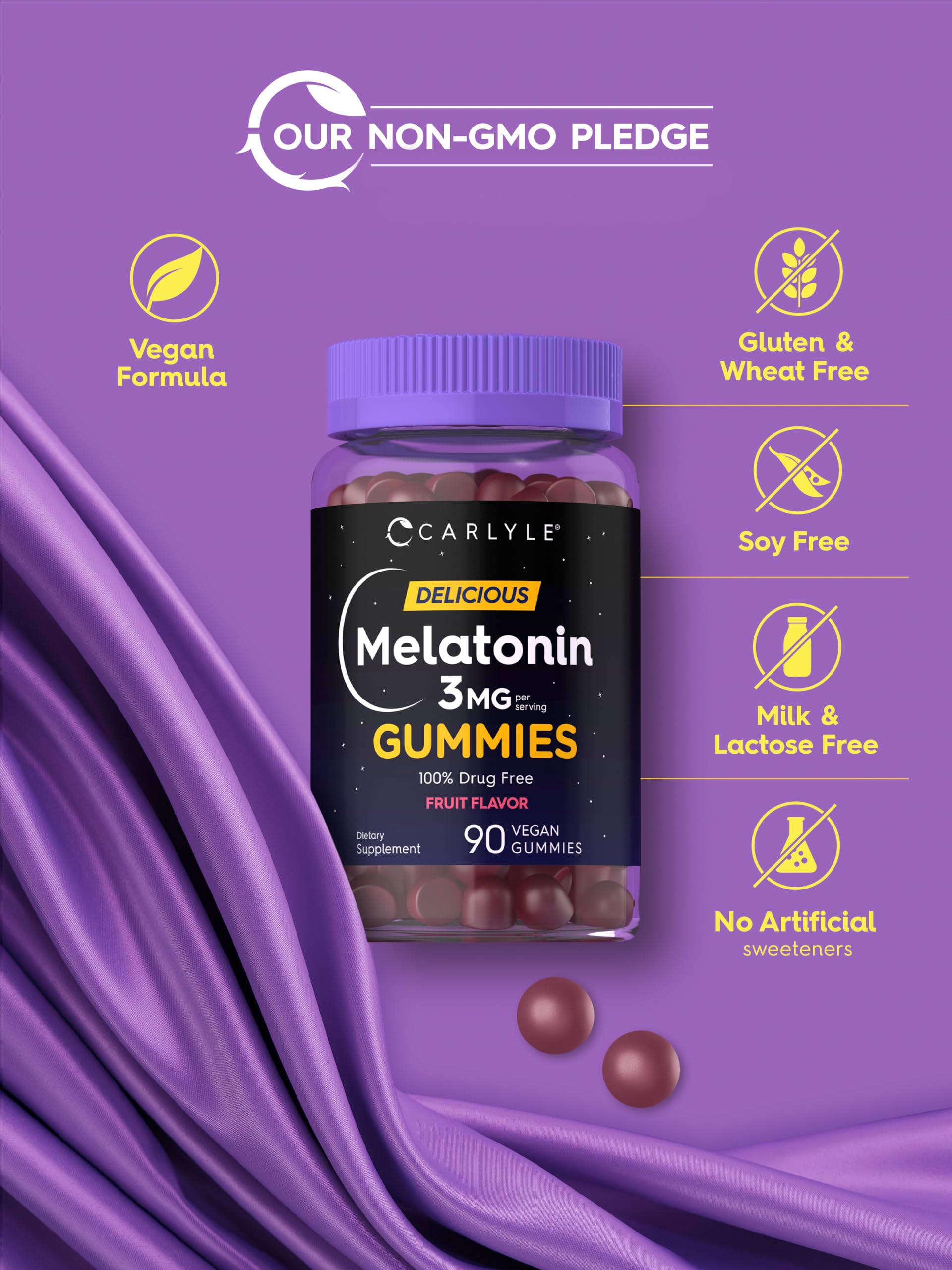Carlyle Melatonin Gummies 3mg gummies in a bowl