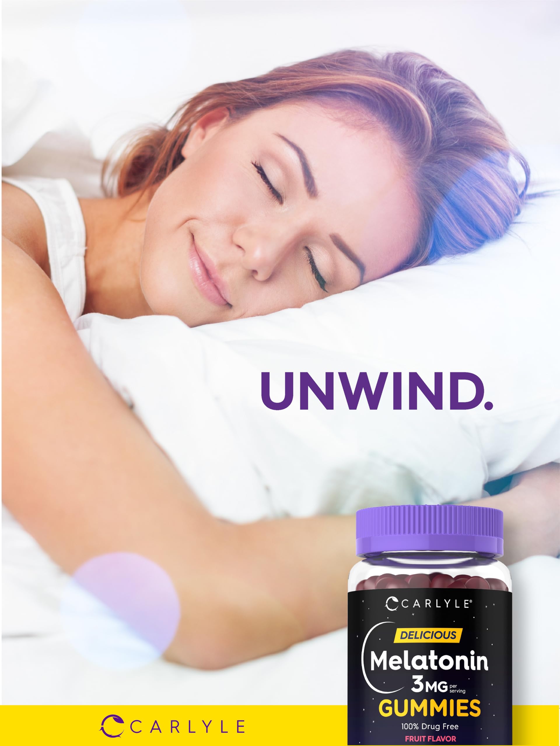 Carlyle Melatonin Gummies 3mg with a glass of water