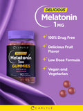 Carlyle Melatonin Gummies with fruit background