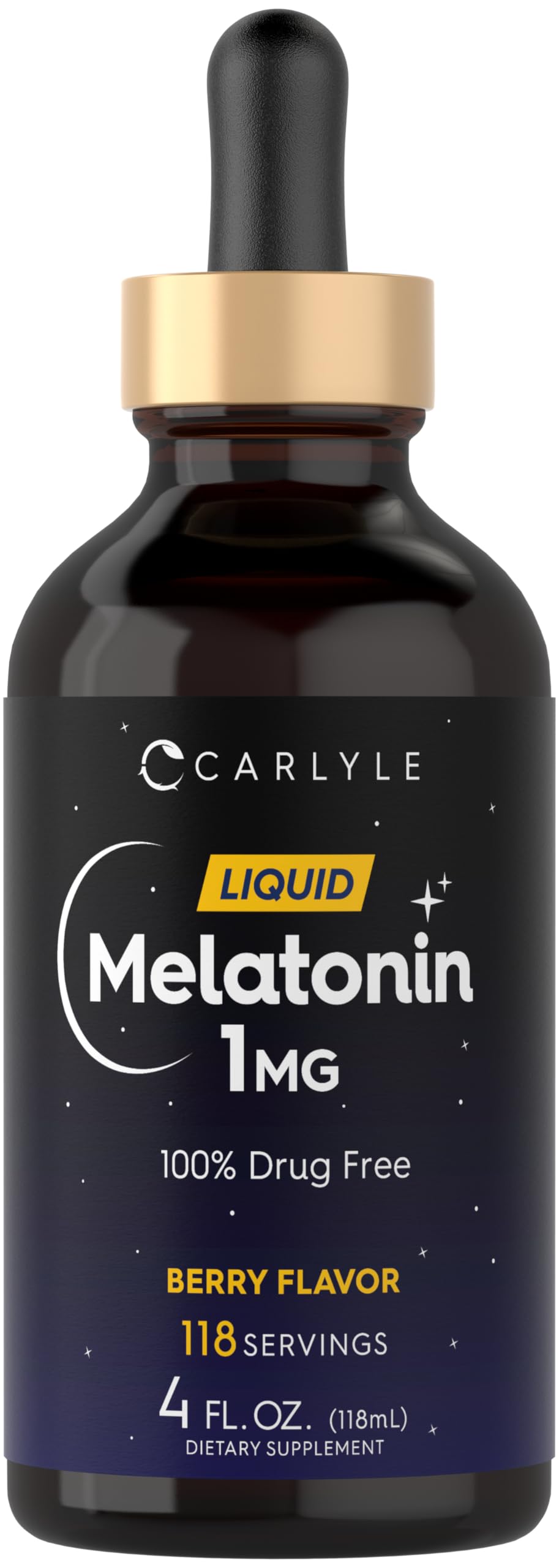 Carlyle Melatonin Liquid 1mg berry flavour 4 fl oz bottle front view