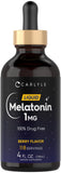 Carlyle Melatonin Liquid 1mg berry flavour 4 fl oz bottle front view