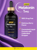 Carlyle Melatonin Liquid 1mg berry flavour 4 fl oz bottle label close-up