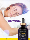 Carlyle Melatonin Liquid 1mg berry flavour 4 fl oz bottle on a wooden table