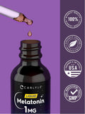 Carlyle Melatonin Liquid 1mg berry flavour 4 fl oz bottle with ingredients