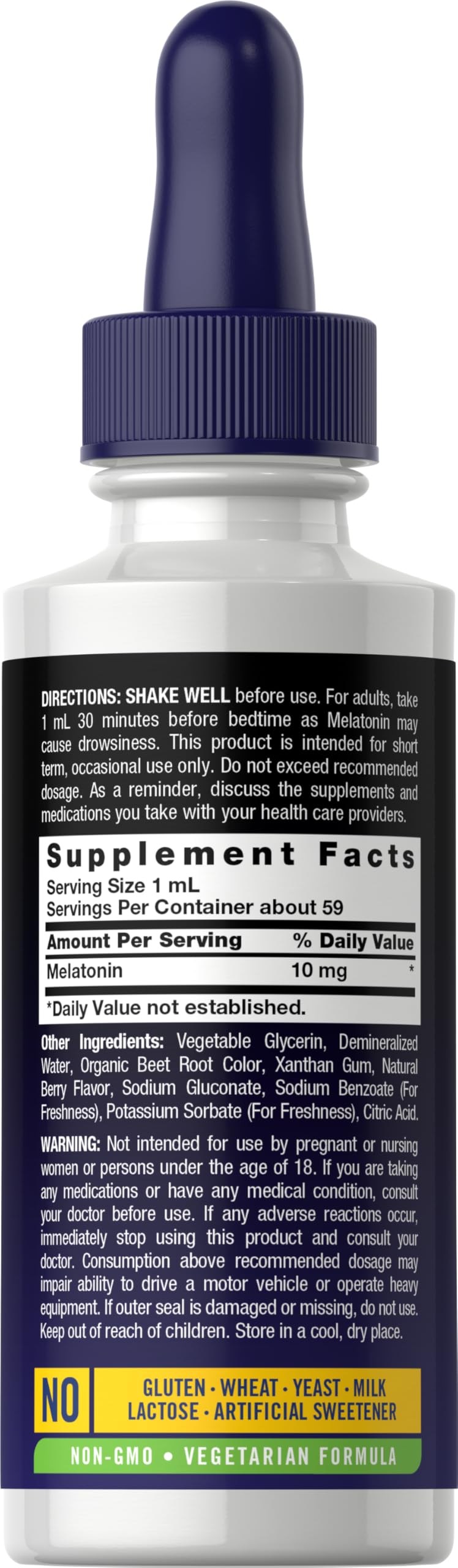 Carlyle Melatonin Liquid Drops 10mg berry flavour side view