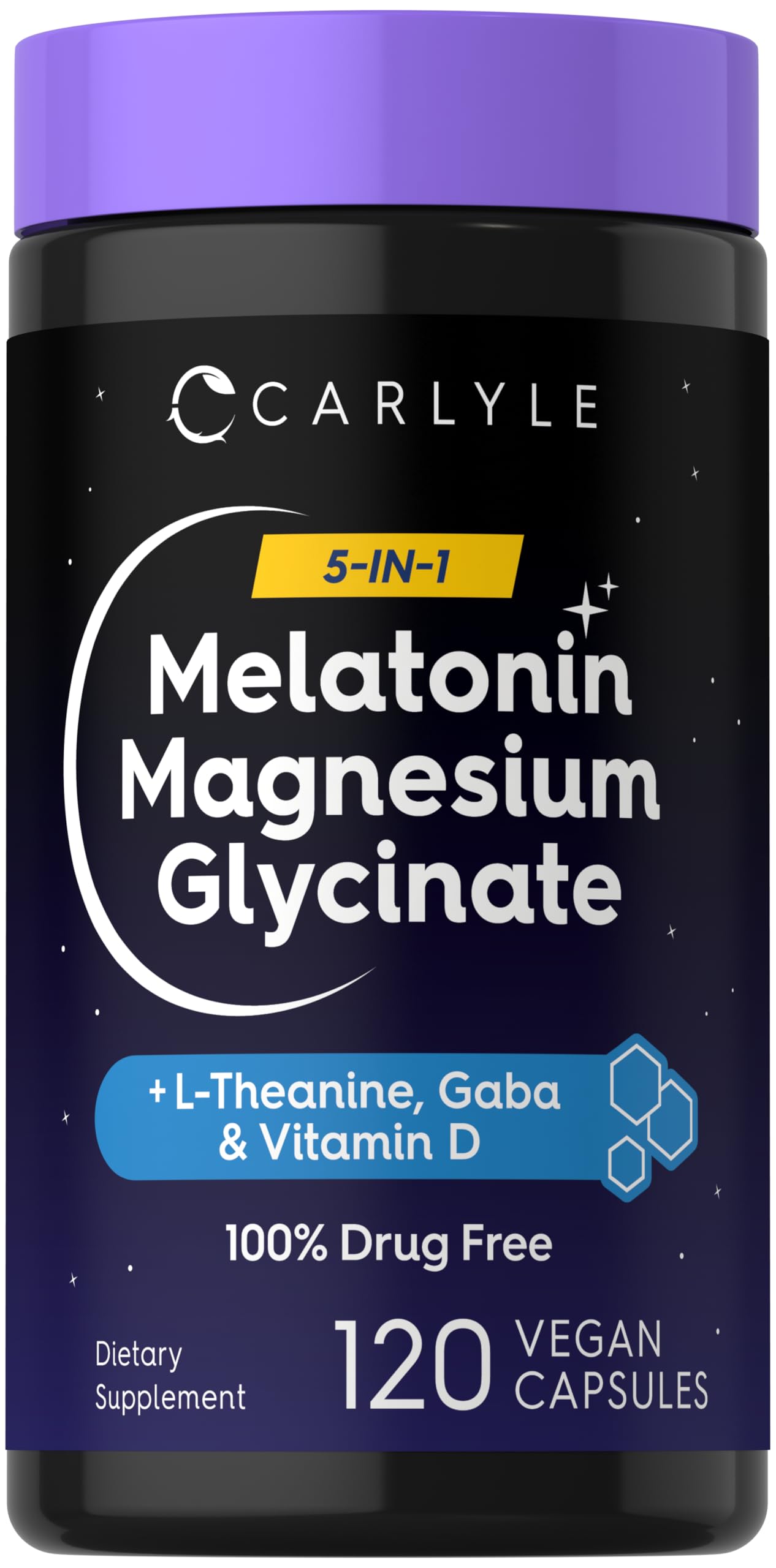 Carlyle Melatonin with Magnesium Glycinate 120 capsules front view