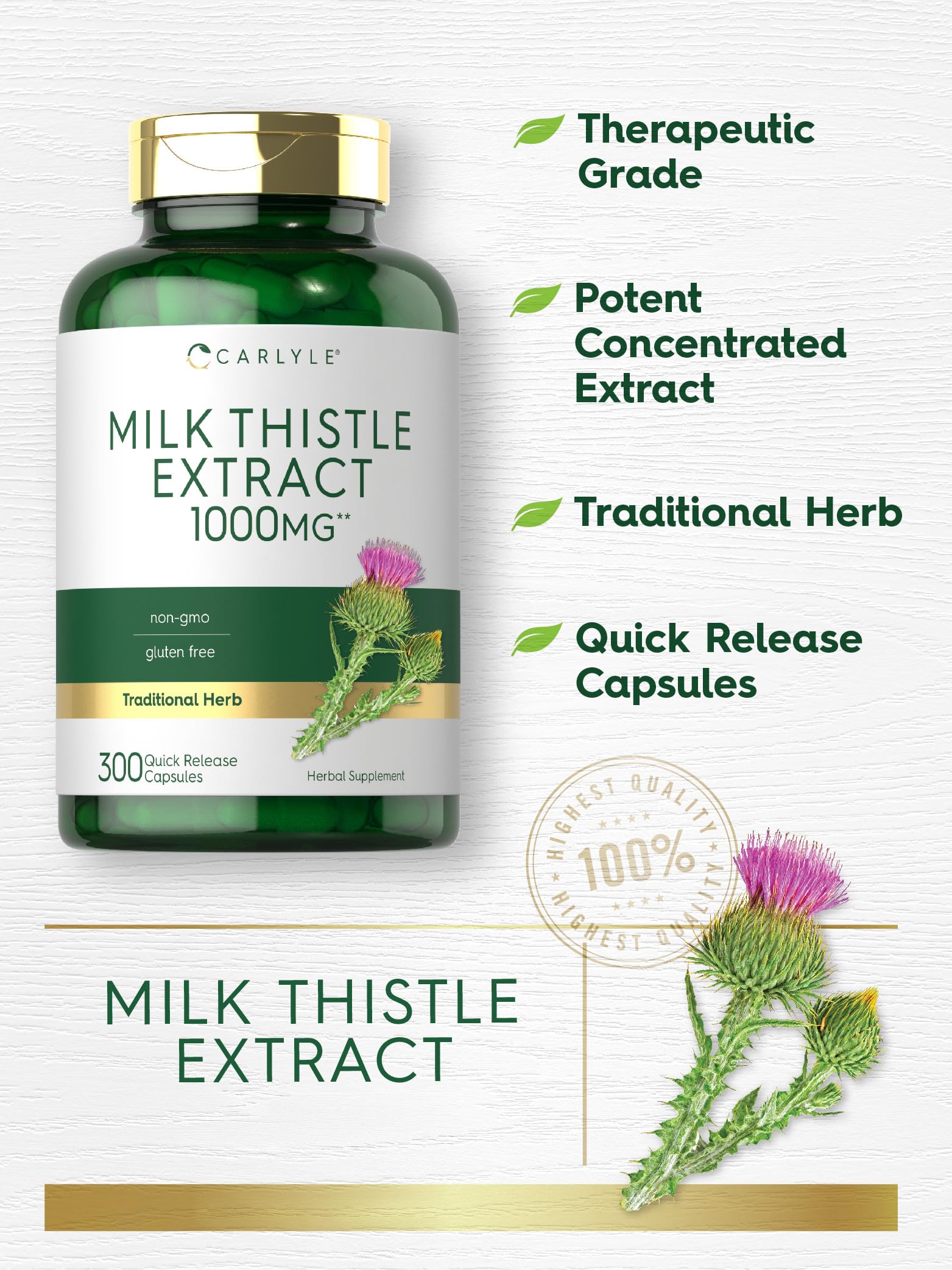 Carlyle Milk Thistle Seed Extract capsules close-up