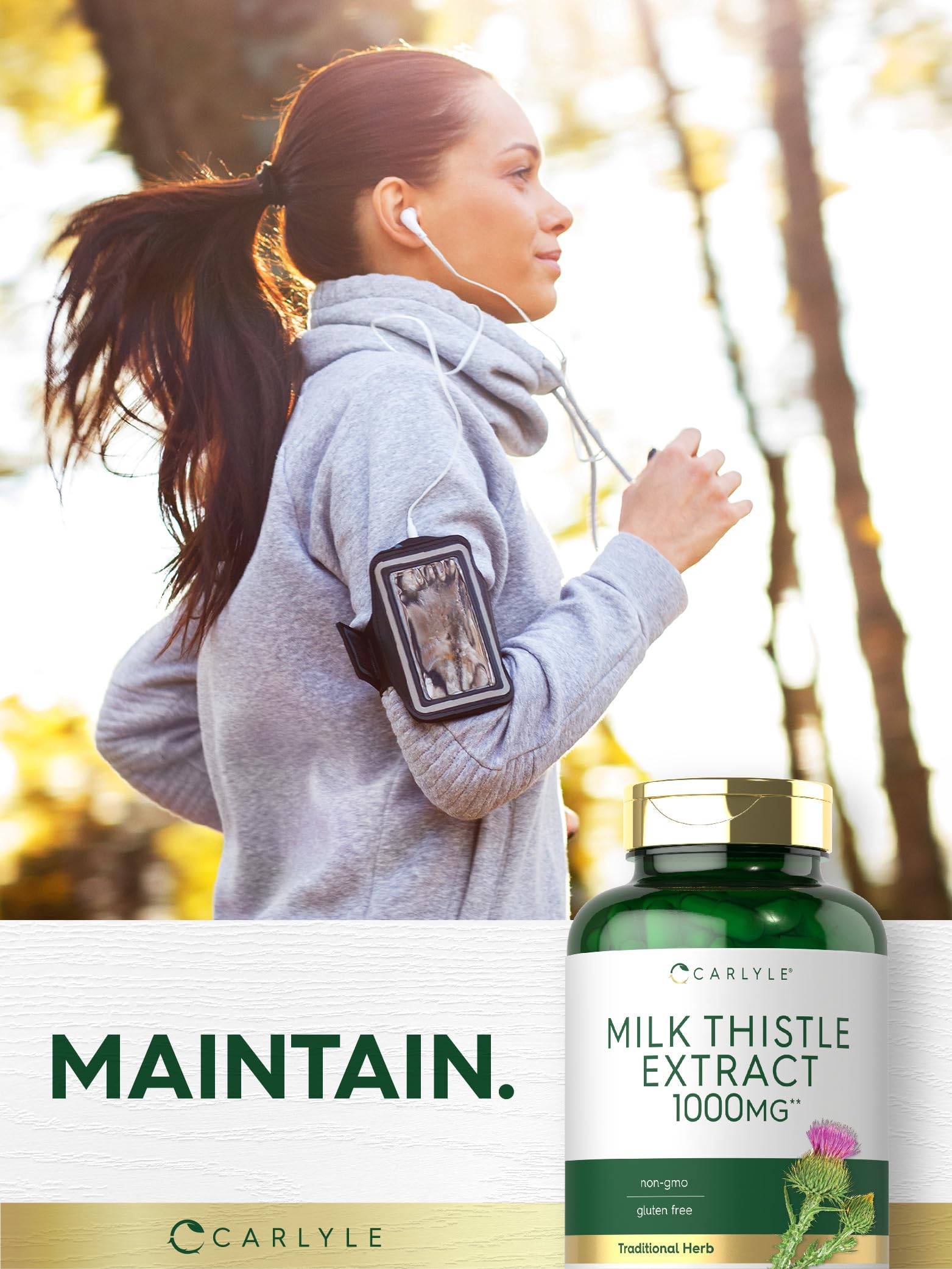 Carlyle Milk Thistle Seed Extract capsules in hand