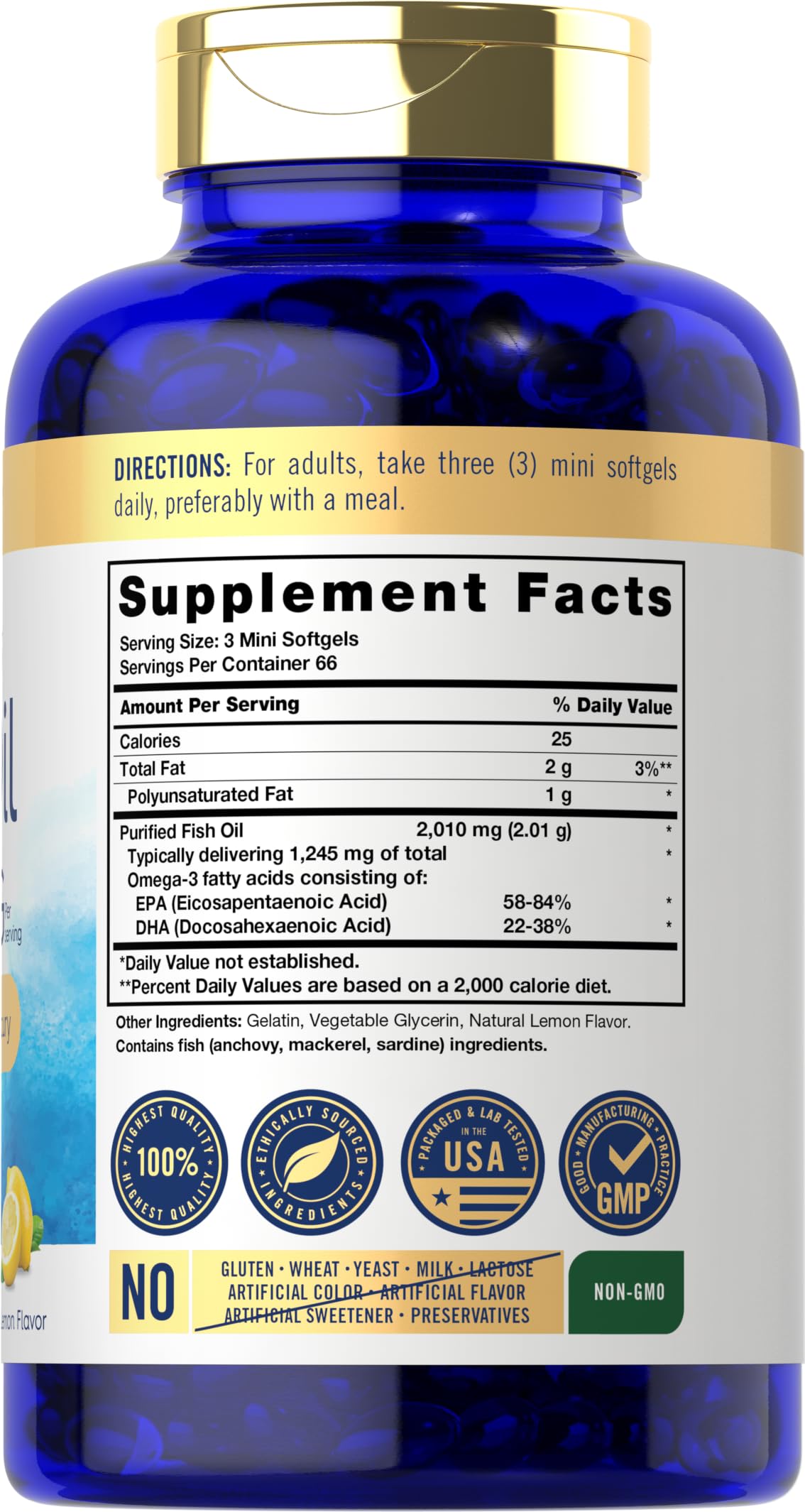 Carlyle Mini Omega 3 Fish Oil 220g packaging side view