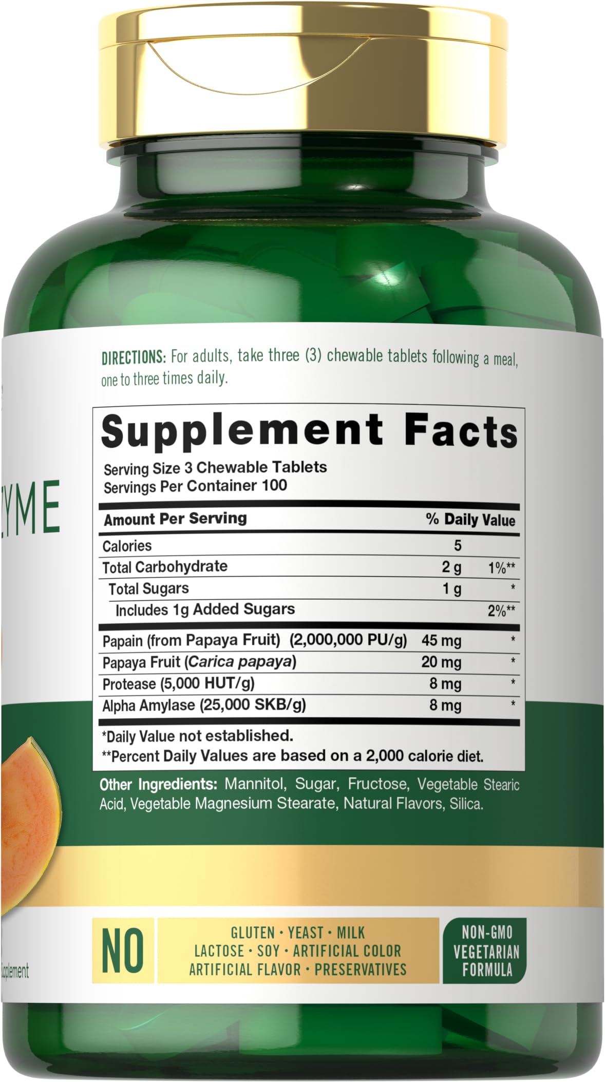 Carlyle Multi-Enzyme Chewable Tablets side view showing tablet size