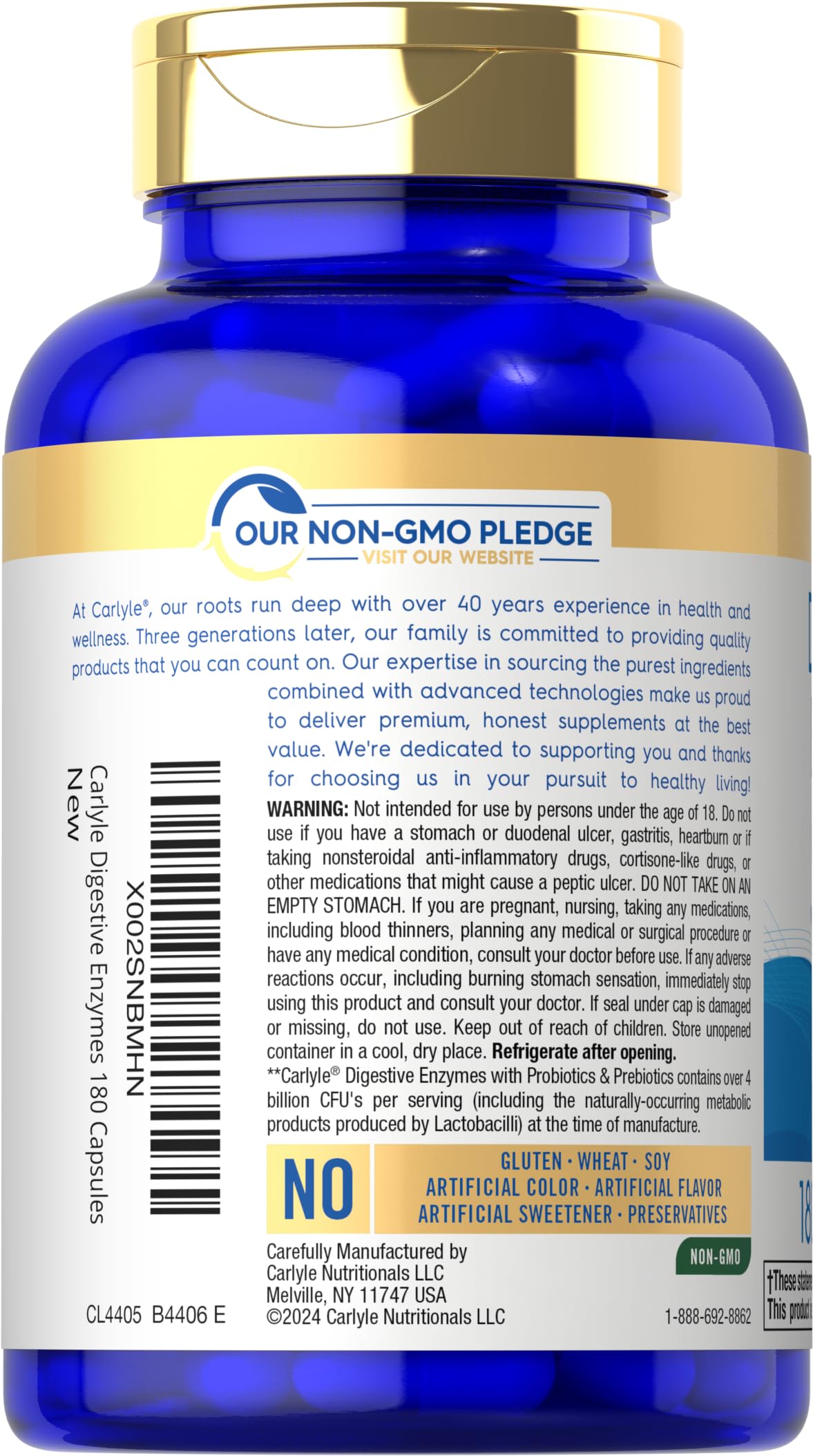 Carlyle Multi-Enzymes 120 Capsules back view