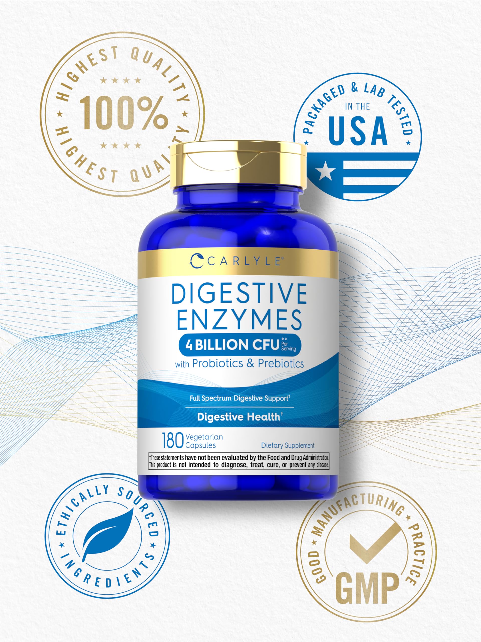 Carlyle Multi-Enzymes 120 Capsules on a wooden table
