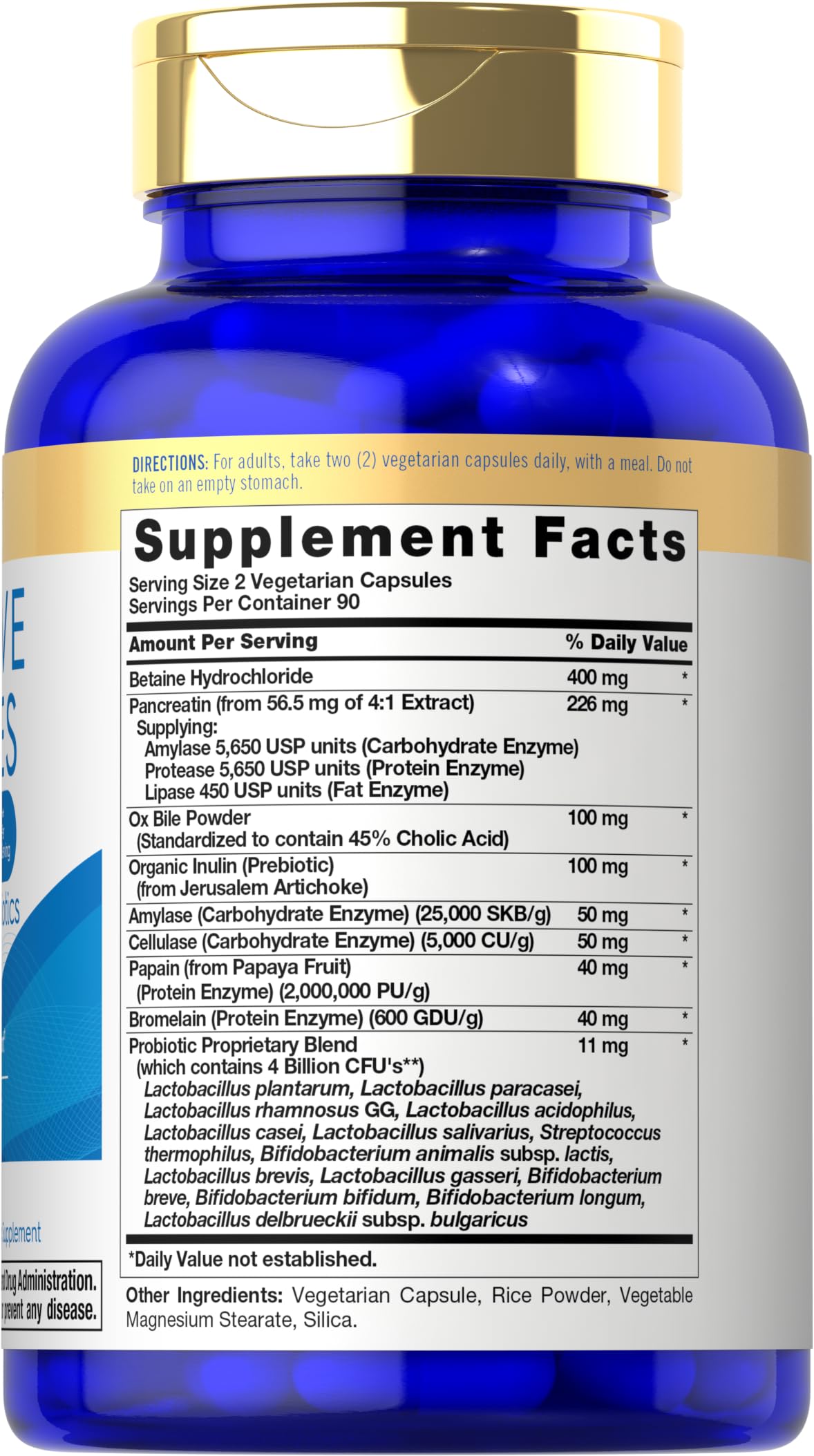 Carlyle Multi-Enzymes 120 Capsules side view